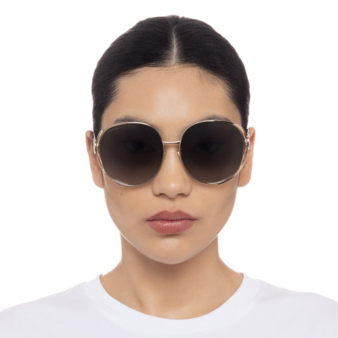 Gucci Female Gg0225s Gold Round Sunglasses
