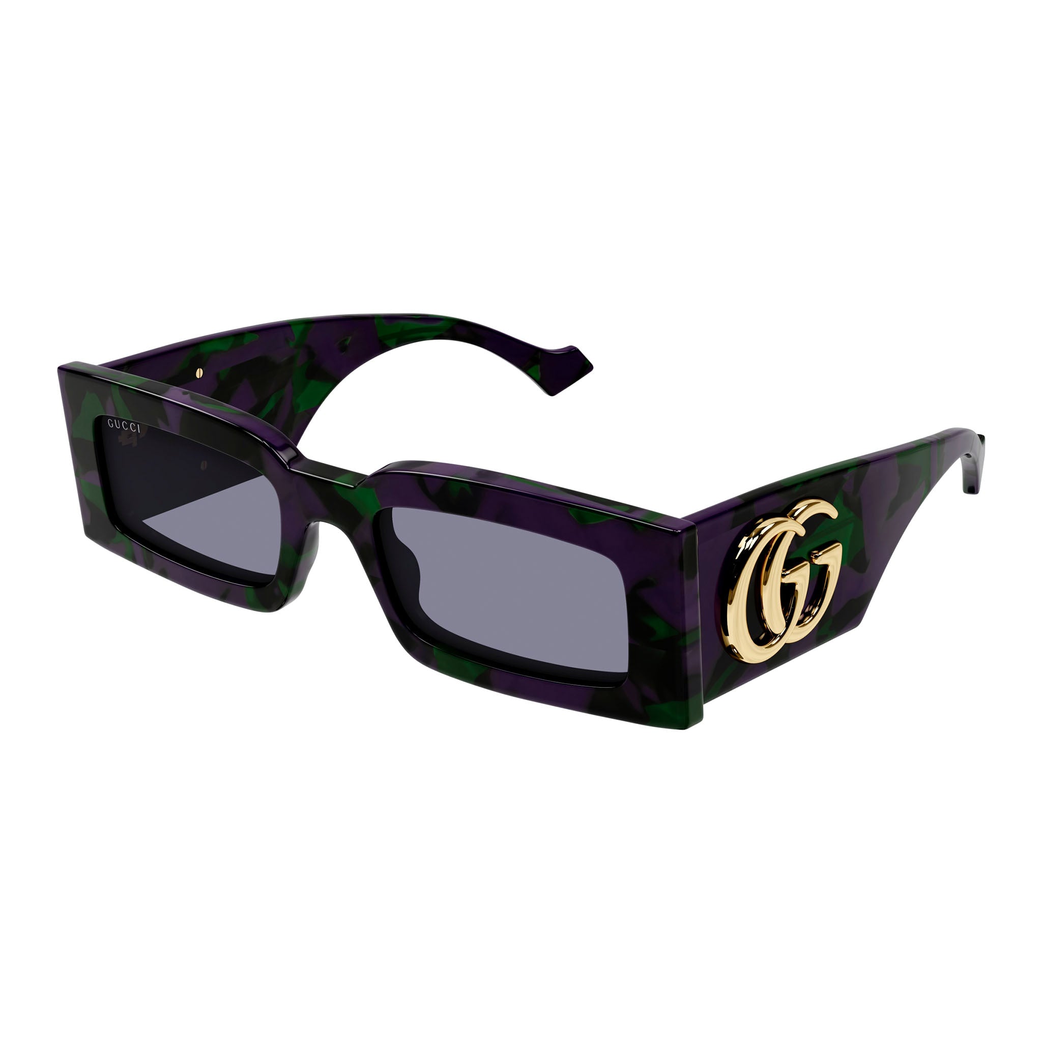 Rectangular sunglasses in black acetate | GUCCI® LU