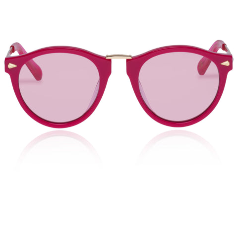 Karen Walker Uni-sex Helter Skelter Pink Round Sunglasses