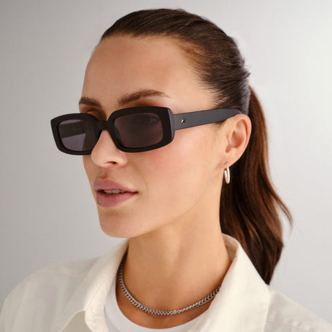 Le Specs Uni-sex Dynamite Black Rectangle Sunglasses