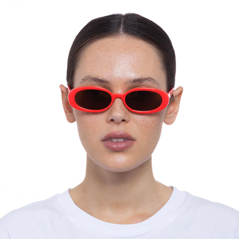 Le Specs Female Outta Love Orange Oval Sunglasses