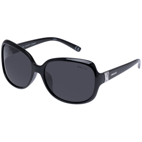 Solarized Female Round Comfort Black Wrap Sunglasses