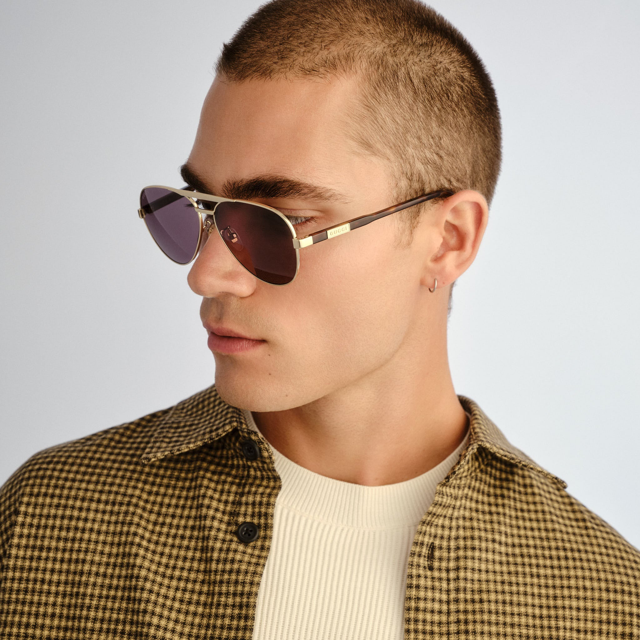 Gucci Gg1163s Gold Male Aviator Sunglasses | Eyewear Index