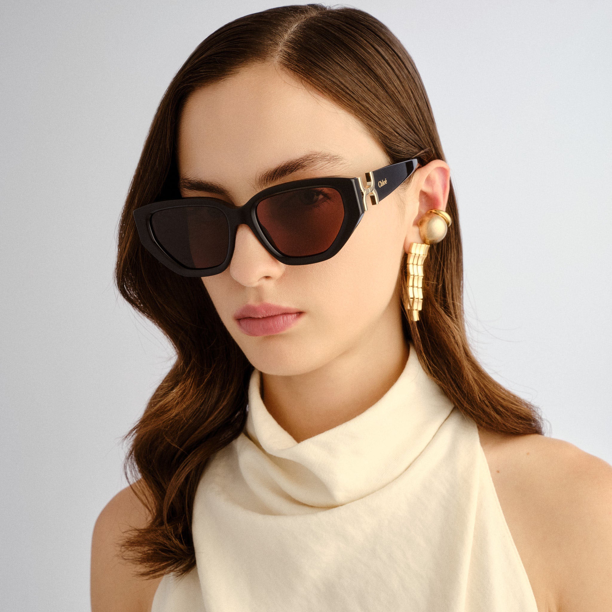 Chloe Ch0235s Black Female Cat-Eye Sunglasses | Eyewear Index