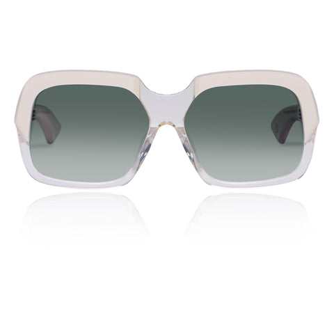 Karen Walker Asscher Ivory Sand Female Square Sunglasses | Eyewear Index