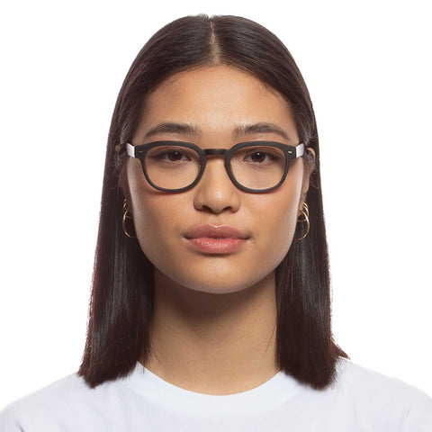 Le Specs Rudimentary 49 Scratched Black Uni-Sex Round Optical Frames | Eyewear Index