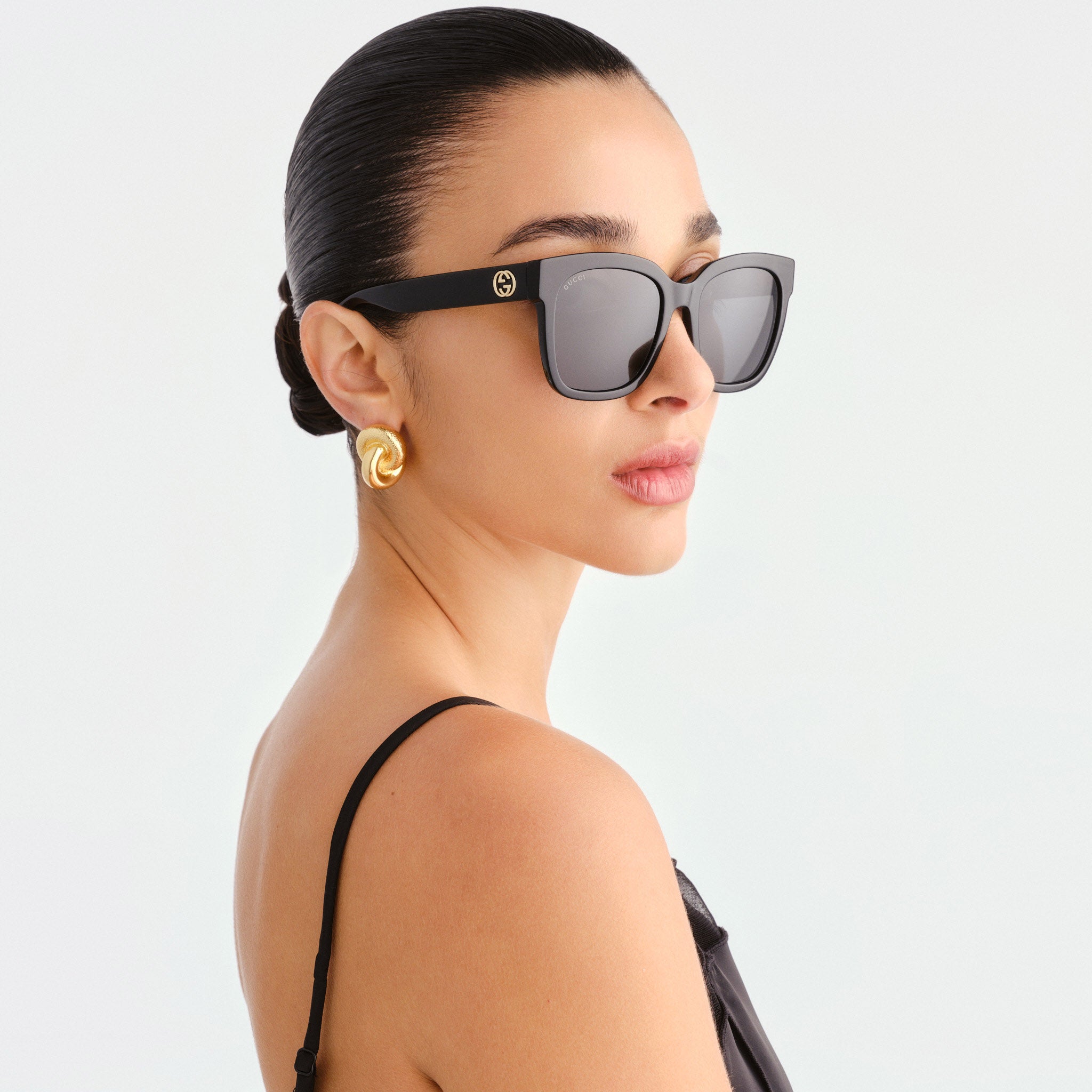 Gucci Gg0034sn Black Female Rectangle Sunglasses | Eyewear Index