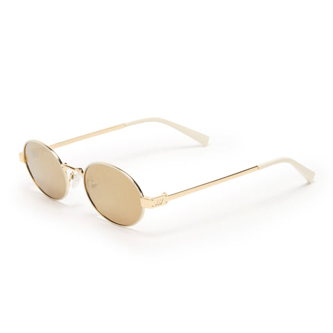 Le Specs Poseidon Deux Gold Ivory Female Oval Sunglasses | Eyewear Index