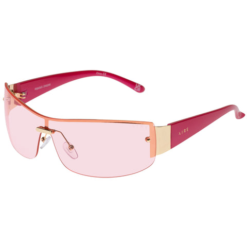 Aire Pegasus Bright Gold Fuchsia Female Wrap Sunglasses | Eyewear Index