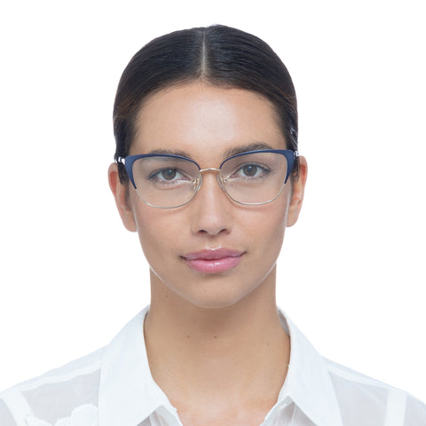 Oroton Brooke Navy Gold Female Cat-Eye Optical Frames | Eyewear Index