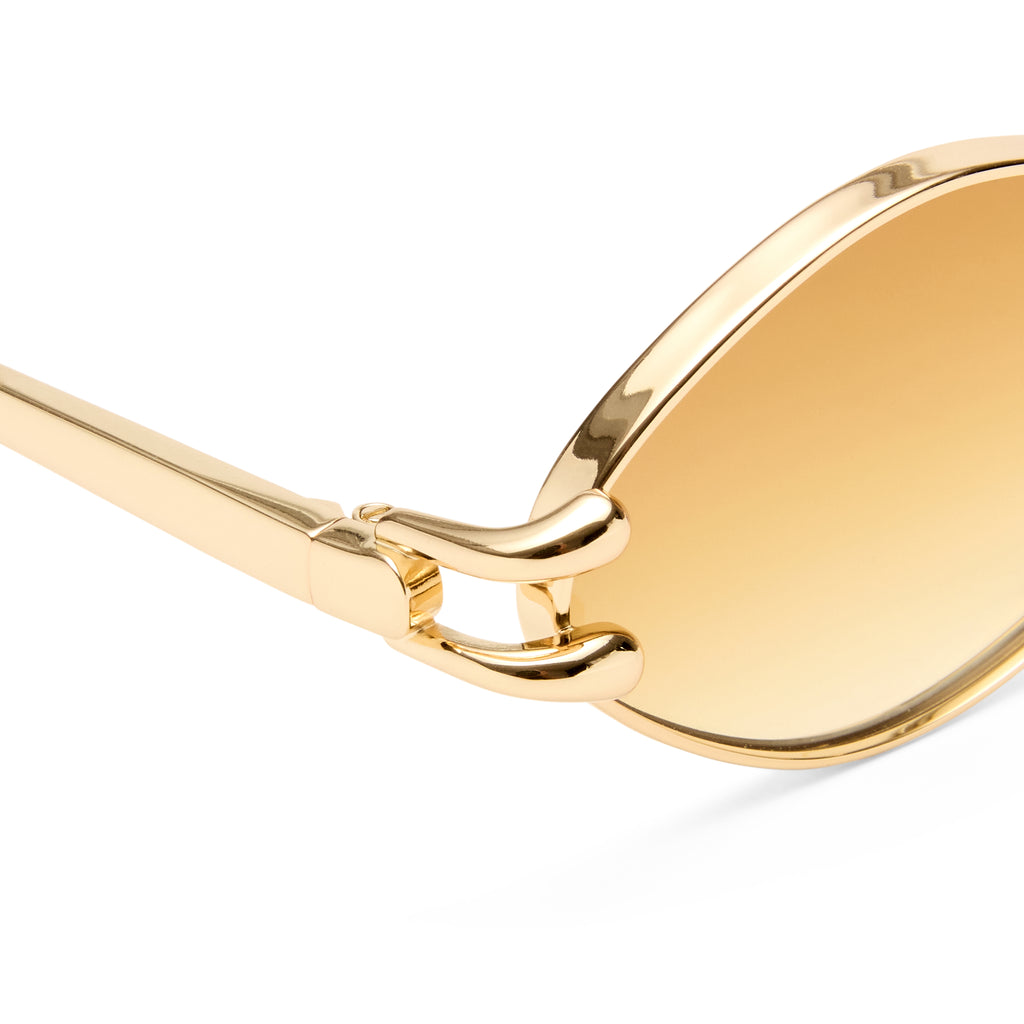 Le Specs Numero Quince Gold Female Oval Sunglasses | Eyewear Index