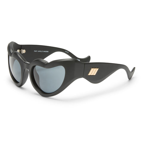 Le Specs Fast Love Matte Black Female Cat-Eye Sunglasses | Eyewear Index