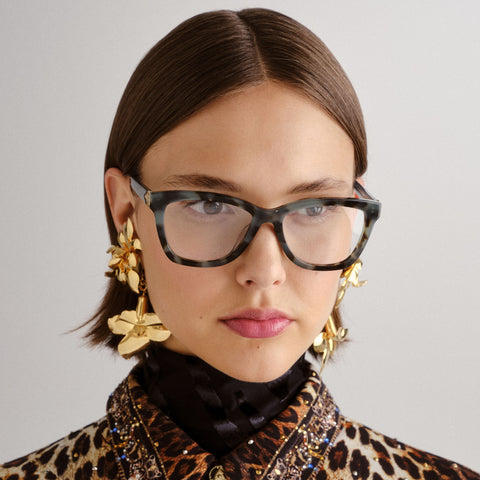 Camilla Delta Whispers Teal Tort Female D-Frame Optical Frames | Eyewear Index