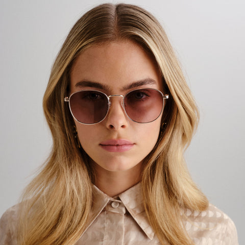 Fiorelli Solstice Ii Gold Female Round Sunglasses | Eyewear Index