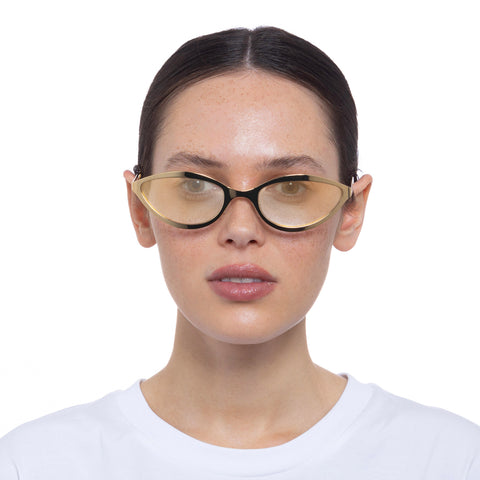 Le Specs Glitch Bright Gold Uni-Sex Cat-Eye Sunglasses | Eyewear Index