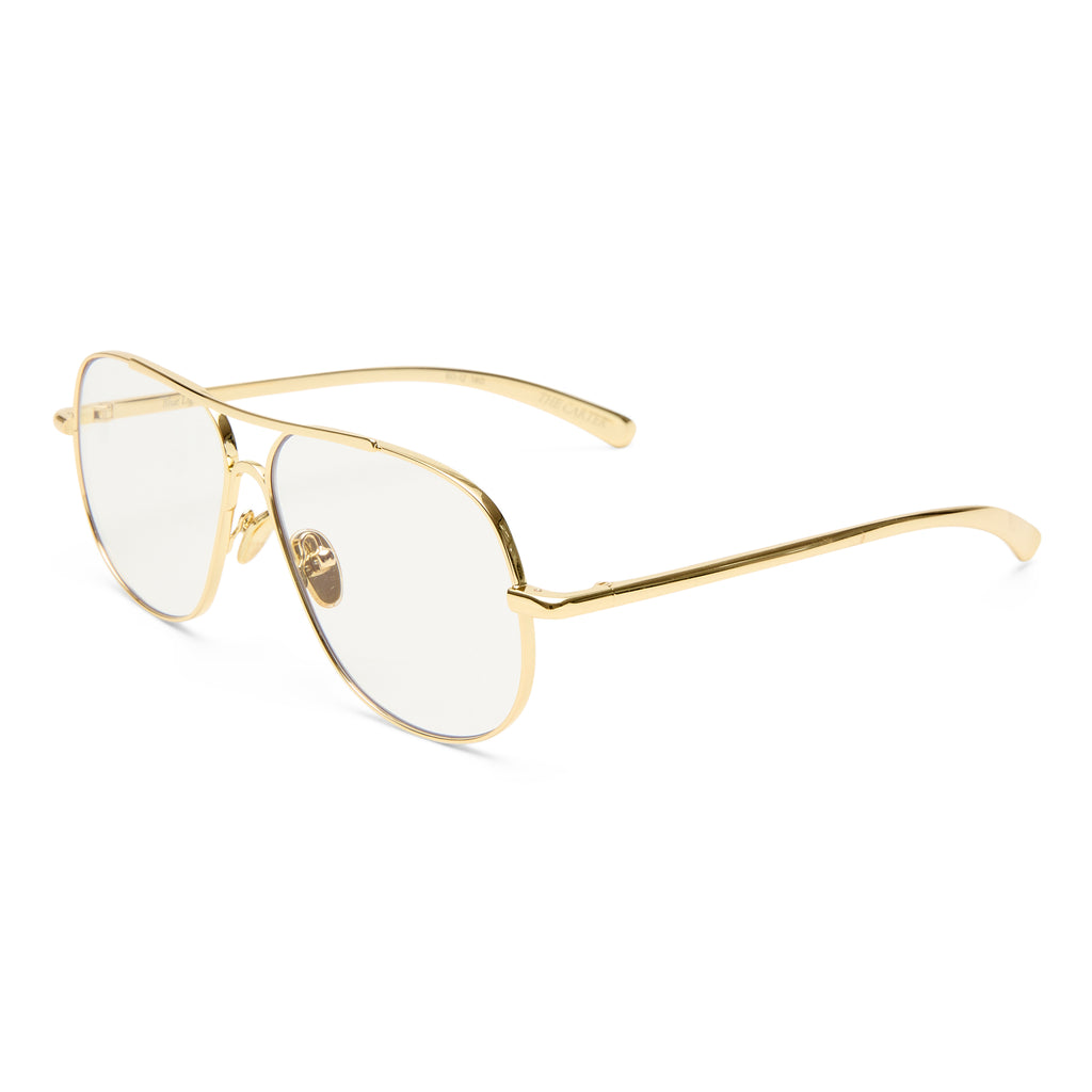 Luv Lou The Carter Gold Female Aviator Blue Light | Eyewear Index