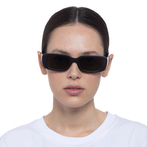 Solarized Slim Y2k Matte Black Uni-Sex Rectangle Sunglasses | Eyewear Index