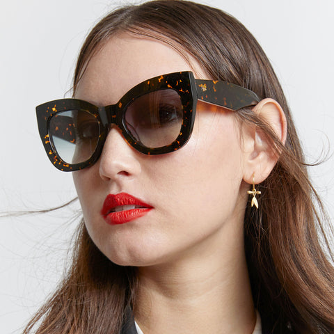 Karen Walker Northern Lights 22 Cracked Tort Female Cat-Eye Sunglasses | Eyewear Index