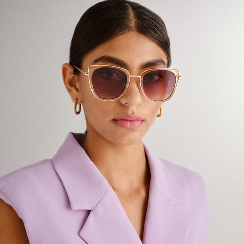 Fiorelli Whitney Gold Tea Female Cat-Eye Sunglasses | Eyewear Index