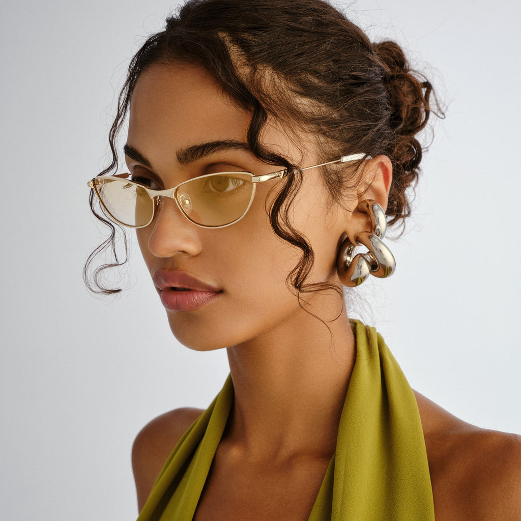 Le Specs Thorned Gold Uni-Sex Oval Sunglasses | Eyewear Index
