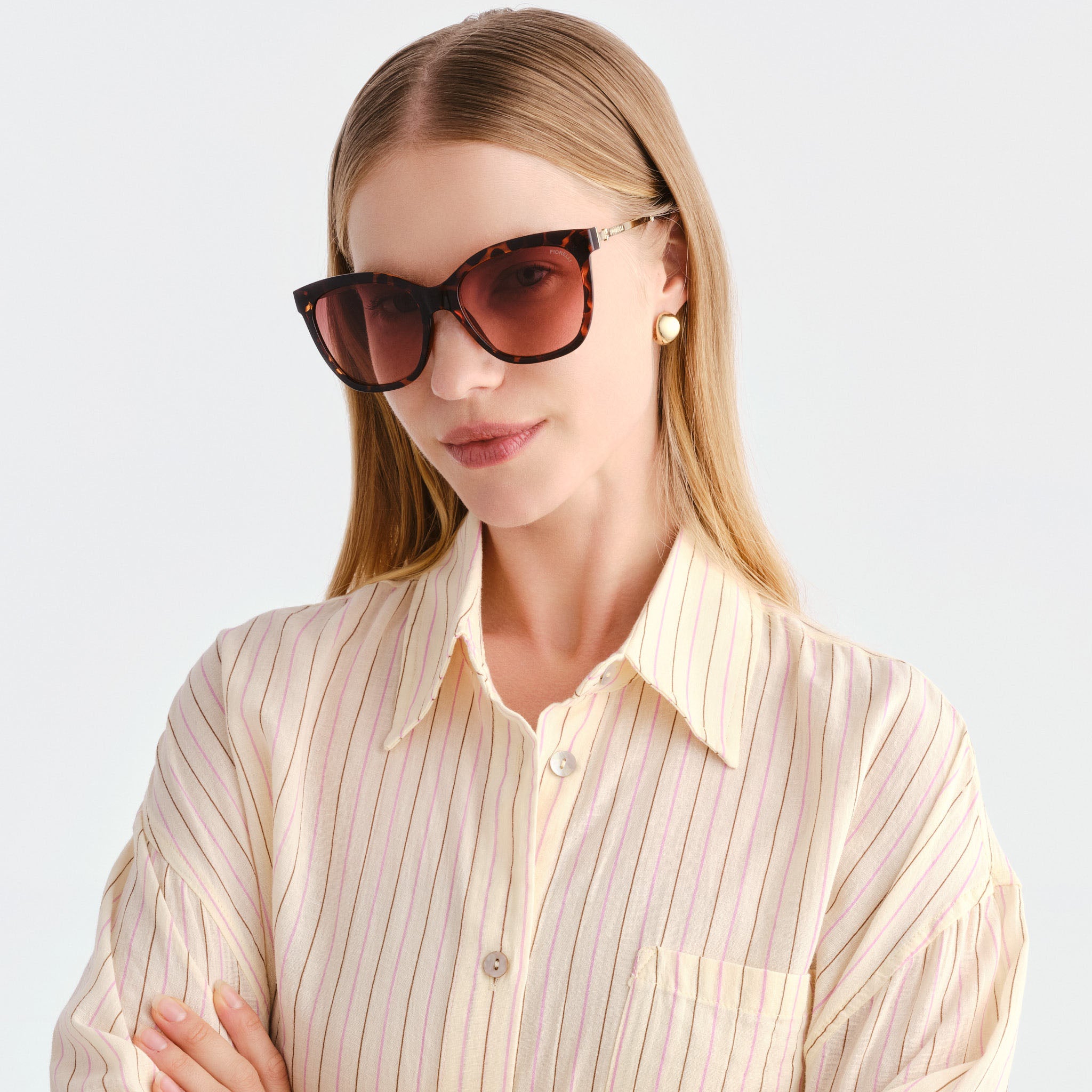 Fiorelli Aurea Crystal Tort Female Cat-Eye Sunglasses | Eyewear Index
