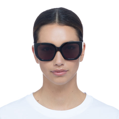 Le Specs Euphoria Super Dark Tort Female Square Sunglasses | Eyewear Index