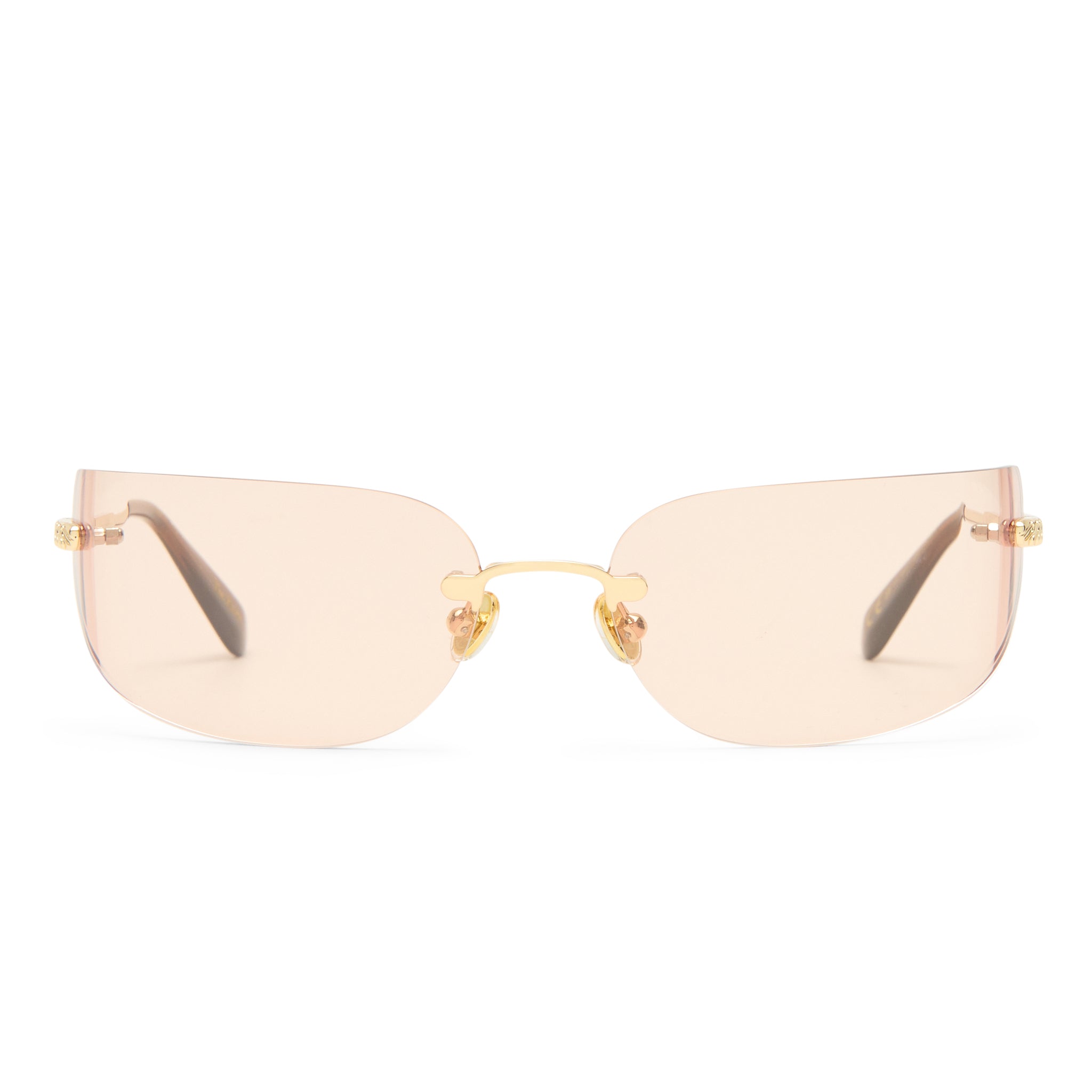 Luv Lou The River Gold Female Rectangle Sunglasses | Eyewear Index