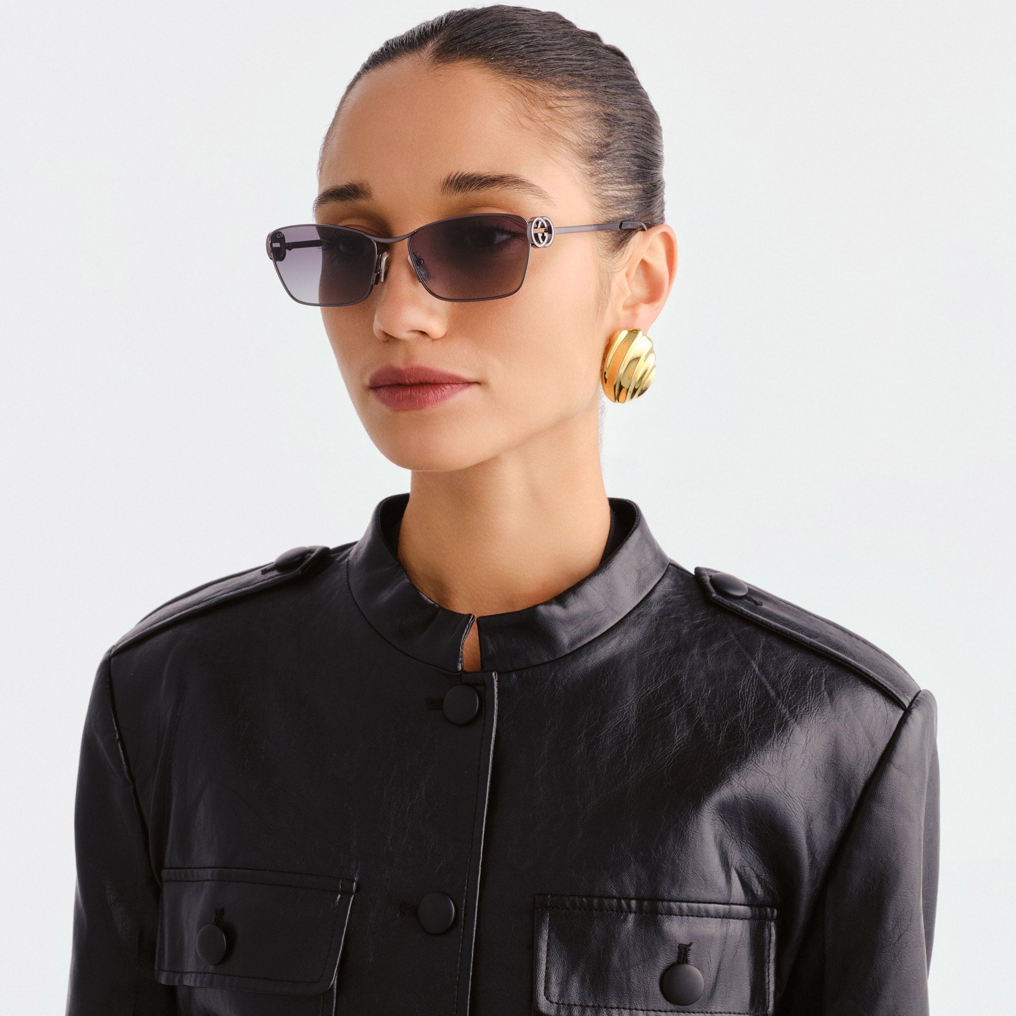 Gucci Gg2045s Ruthenium Female Cat-Eye Sunglasses | Eyewear Index