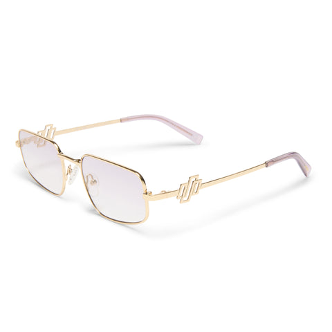 Le Specs Metagalactic Bright Gold Uni-Sex Rectangle Sunglasses | Eyewear Index