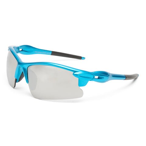 Solarized Kids Racer Sport Metallic Blue Male Wrap Sunglasses | Eyewear Index