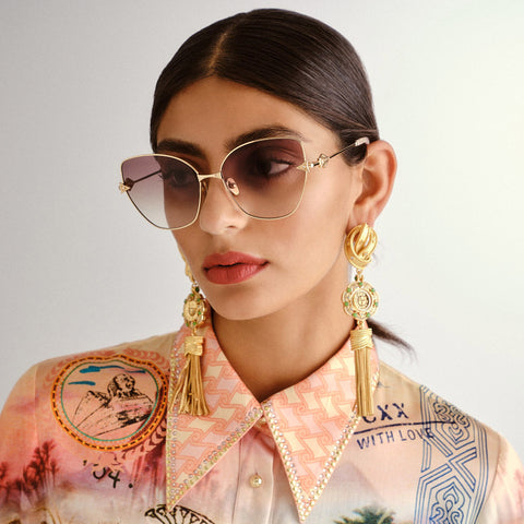 Camilla Desert Reign Gold Blush Marble Female Cat-Eye Sunglasses | Eyewear Index