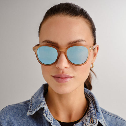 Le Specs Bandwagon Raw Sugar Uni-Sex Round Sunglasses | Eyewear Index