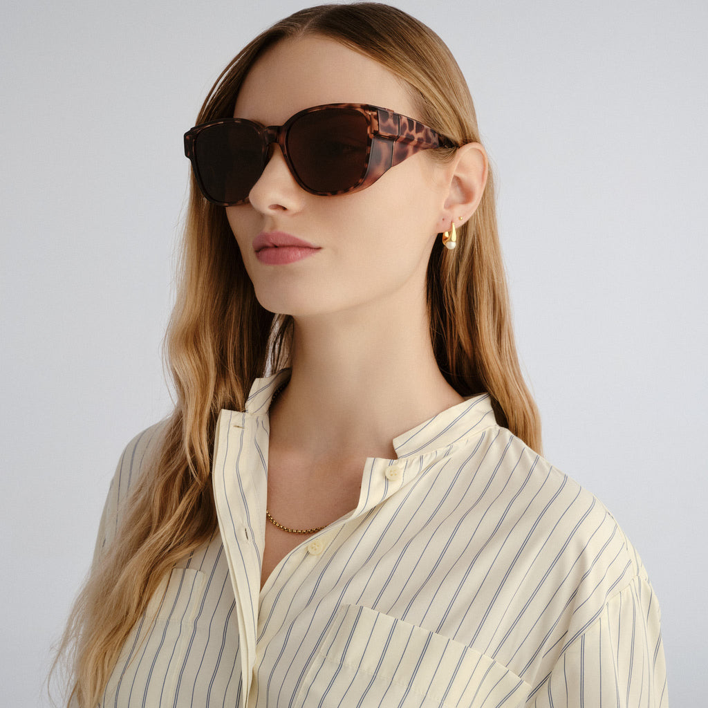 Cancer Council Dunsborough Milky Tort Female D-Frame Sunglasses | Eyewear Index