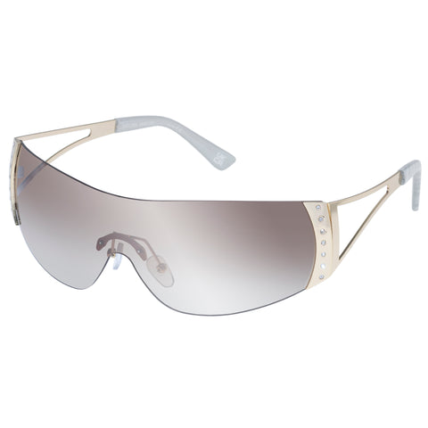 Aire Saturn Gold Ivory Seashell Female Wrap Sunglasses | Eyewear Index