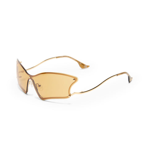 Le Specs Nymph Gold Female Wrap Sunglasses | Eyewear Index