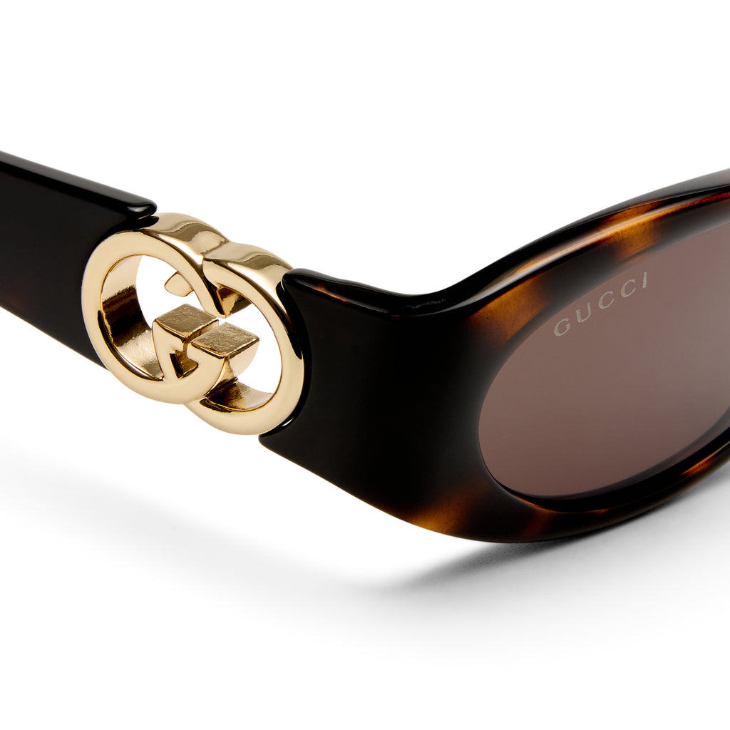 Gucci Gg1660s Havana Female Oval Sunglasses | Eyewear Index