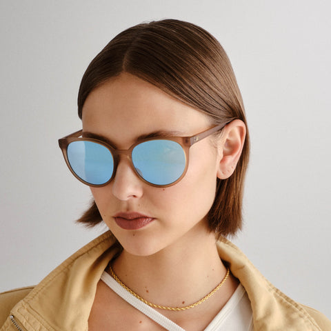 Le Specs Armada Matte Stone Female Round Sunglasses | Eyewear Index