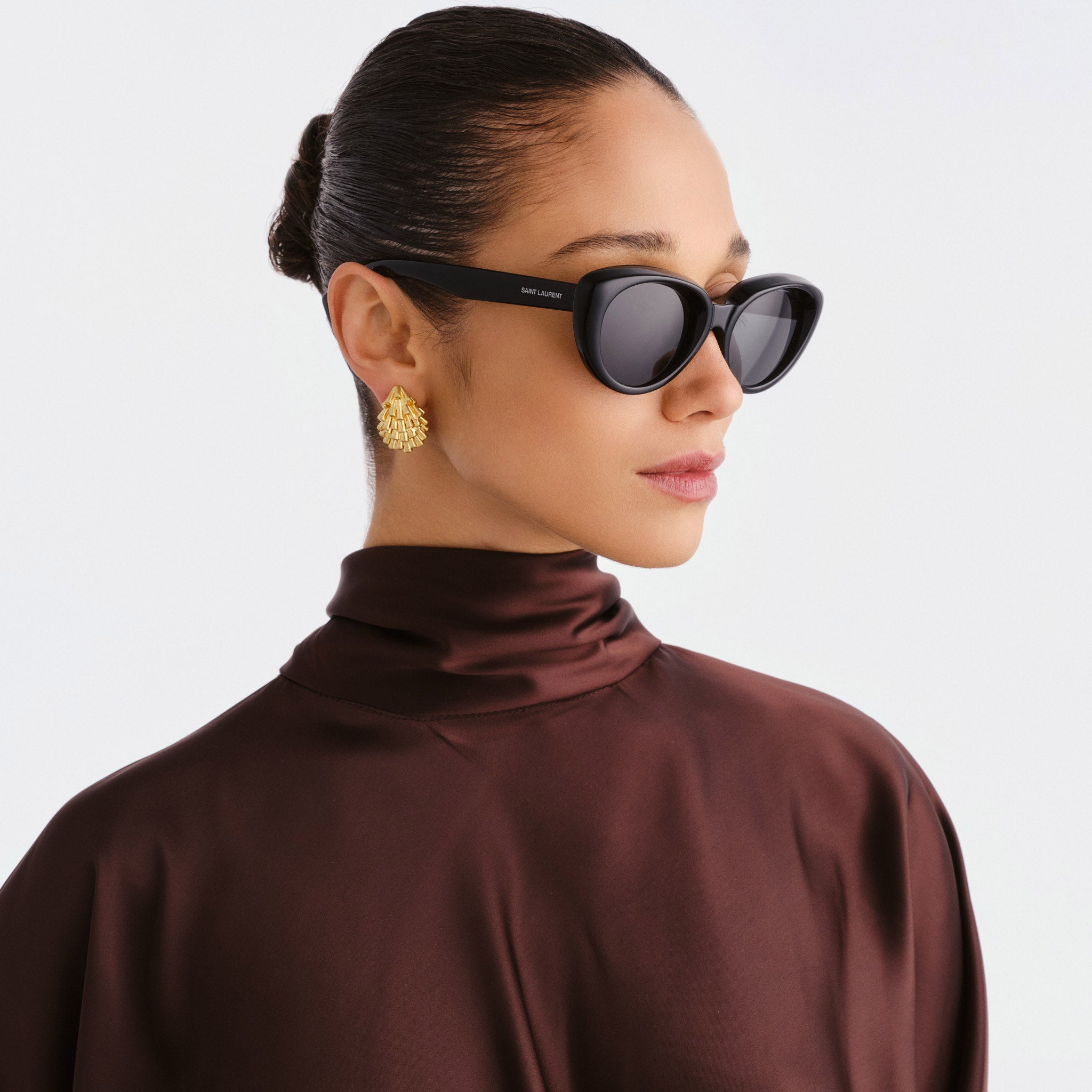 Saint Laurent Sl859k Black Female Cat-Eye Sunglasses | Eyewear Index