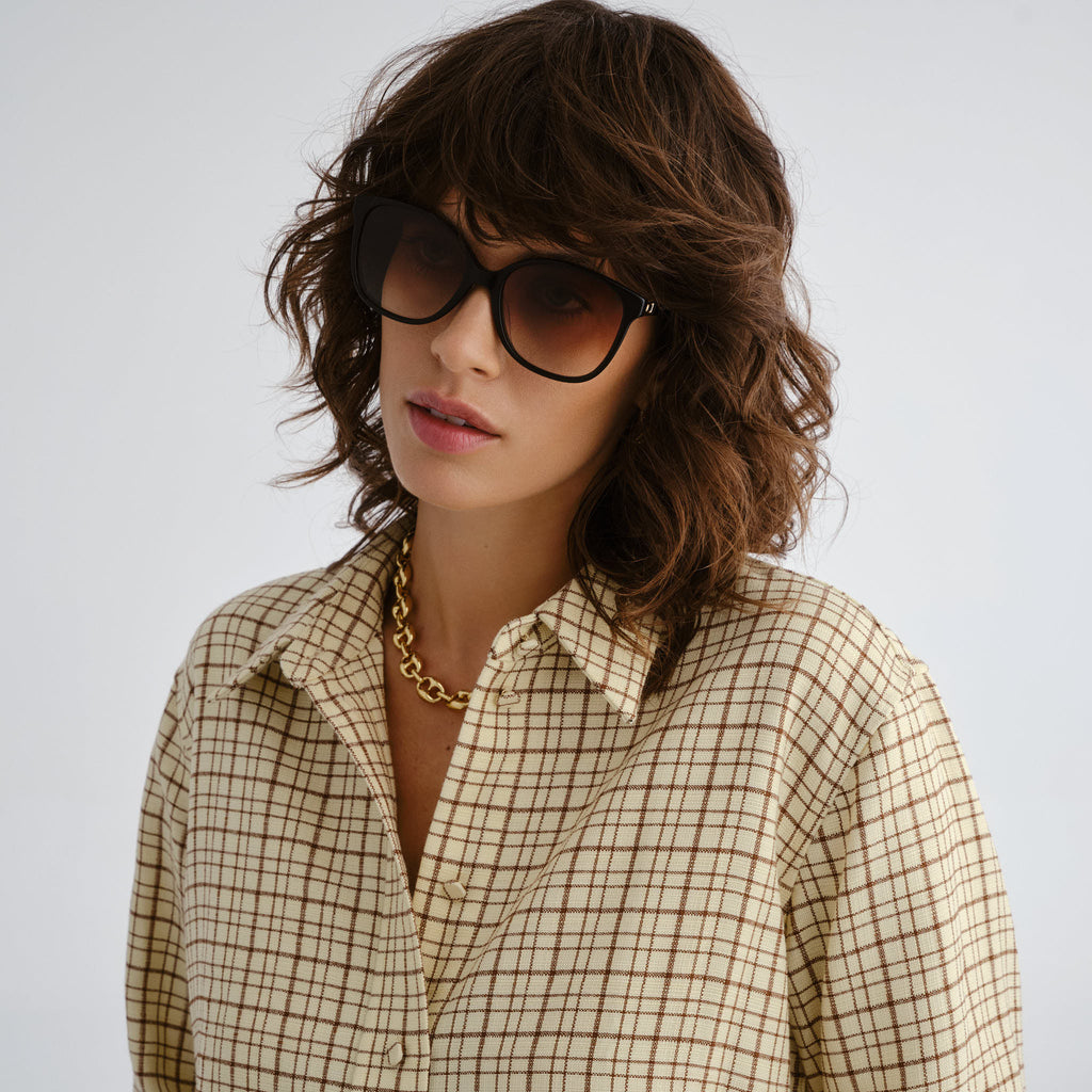 Oroton Vespera Black Female Square Sunglasses | Eyewear Index