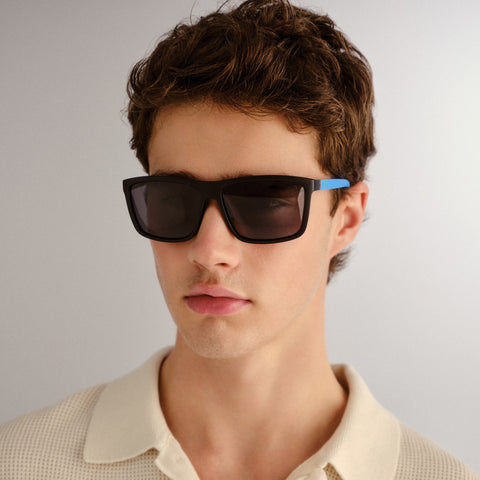 Cancer Council Arltunga Black Neon Blue Male D-Frame Sunglasses | Eyewear Index