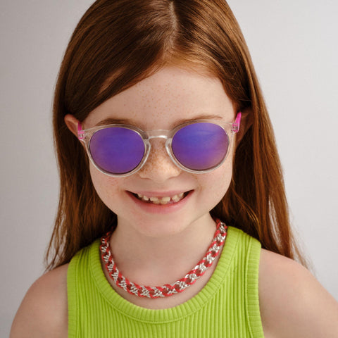 Solarized Kids Fine Round Clear Purple Male Round Sunglasses | Eyewear Index