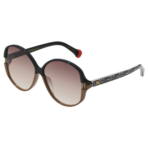 Camilla Afternoons In Amalfi Black Putty Duomo Print Female Round Sunglasses | Eyewear Index