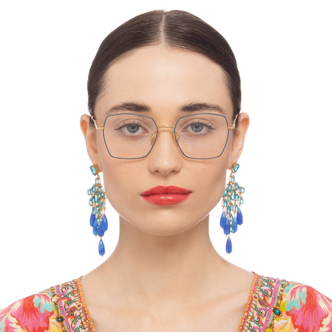 Camilla The Wanderer Bright Gold Teal Female Square Optical Frames | Eyewear Index