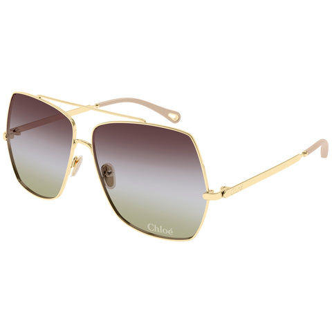 Chloe Ch0278s Gold Female Rectangle Sunglasses | Eyewear Index