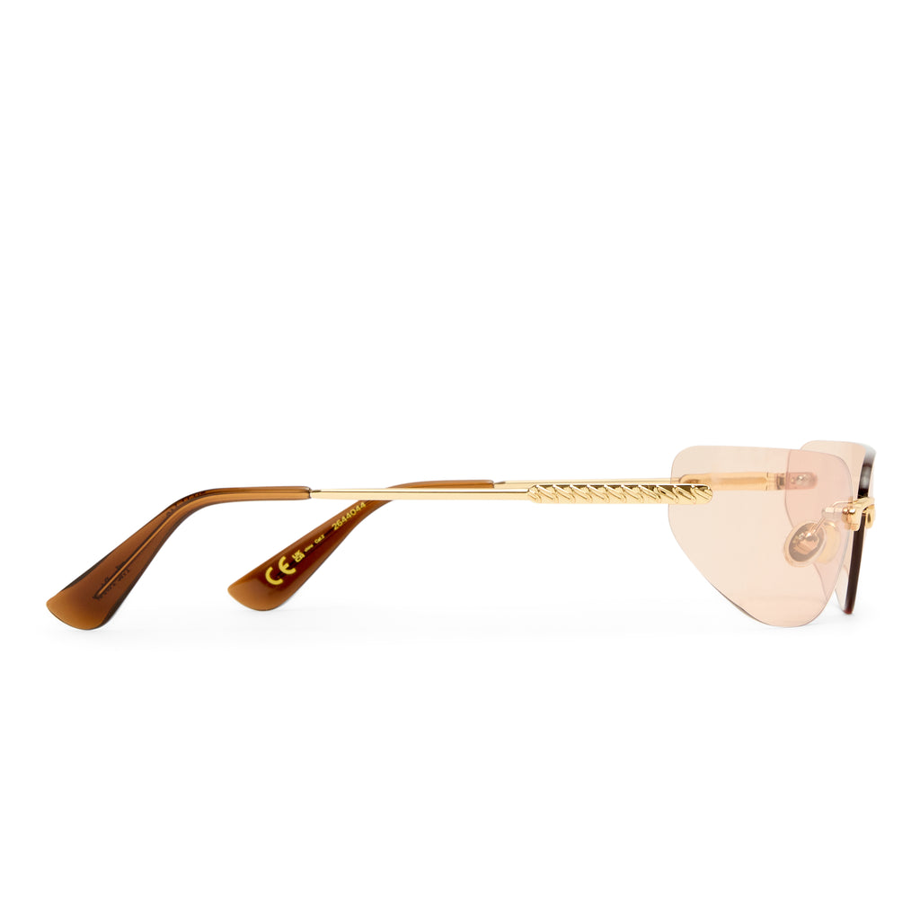 Luv Lou The River Gold Female Rectangle Sunglasses | Eyewear Index