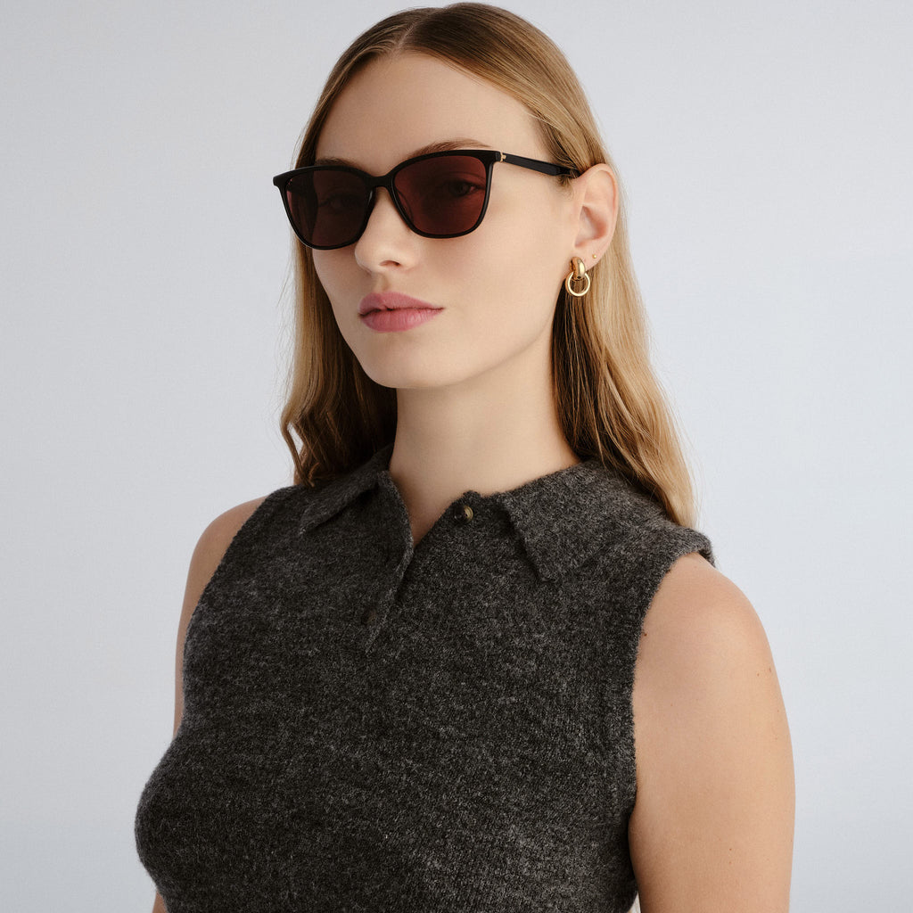 Le Specs Luminance 55 Black Female Cat-Eye Sunglasses | Eyewear Index