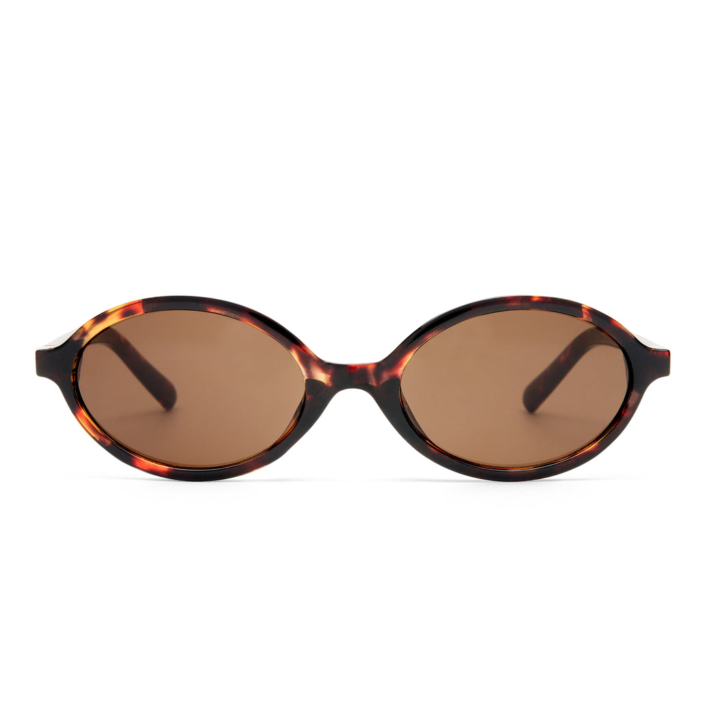 Village Lunella Dark Tort Gold Female Oval Sunglasses | Eyewear Index