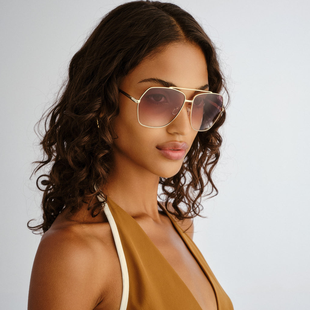 Aire Celestine Gold Sand Uni-Sex Aviator Sunglasses | Eyewear Index