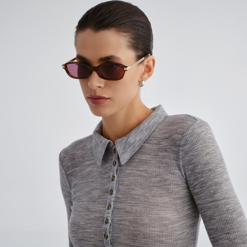 Le Specs Covet Brown Haze Female Oval Sunglasses | Eyewear Index