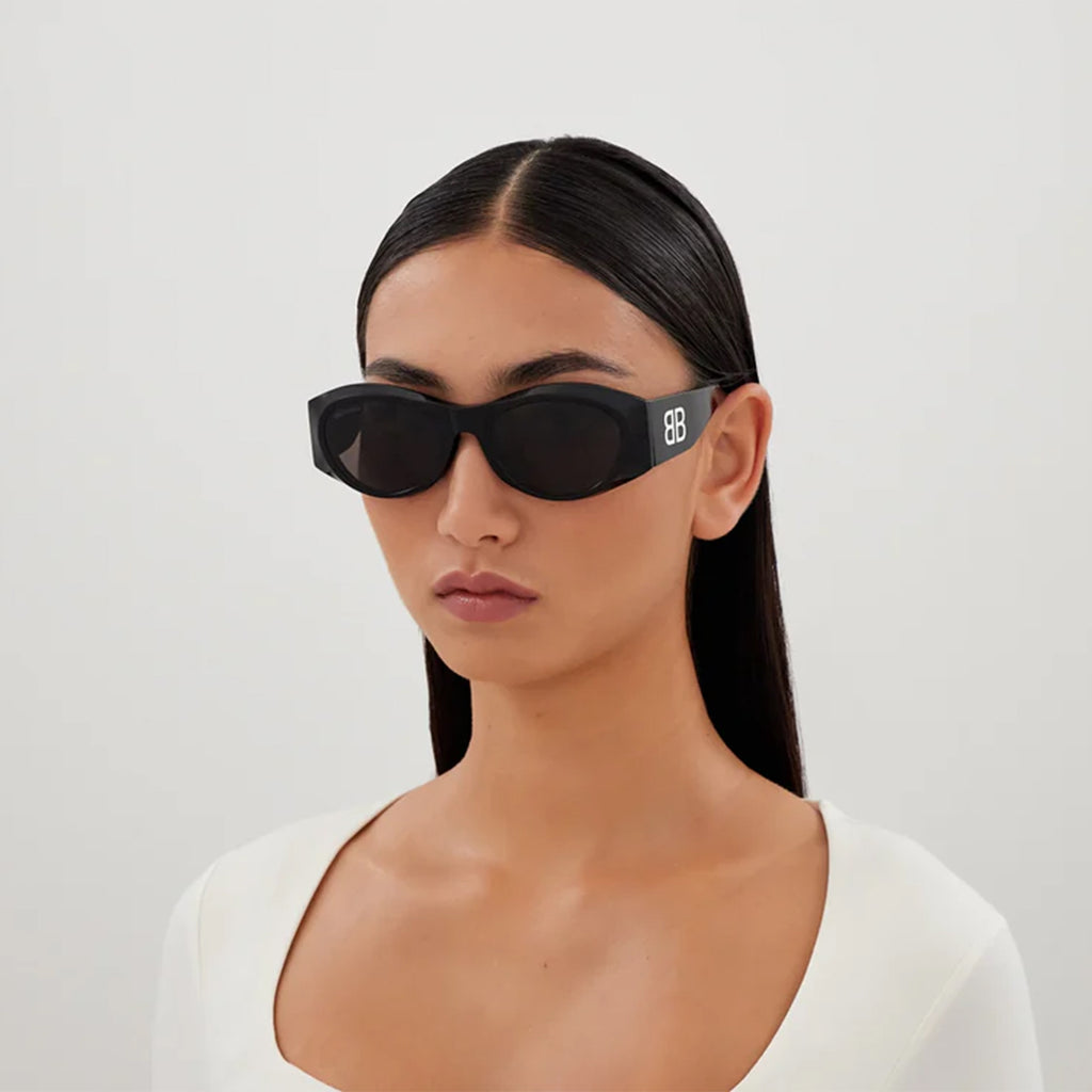 NIB Authentic Balenciaga Oval BB0396SK Sunglasses Balenciaga Bb0396sk Black Female Oval Sunglasses | Eyewear Index main image 4